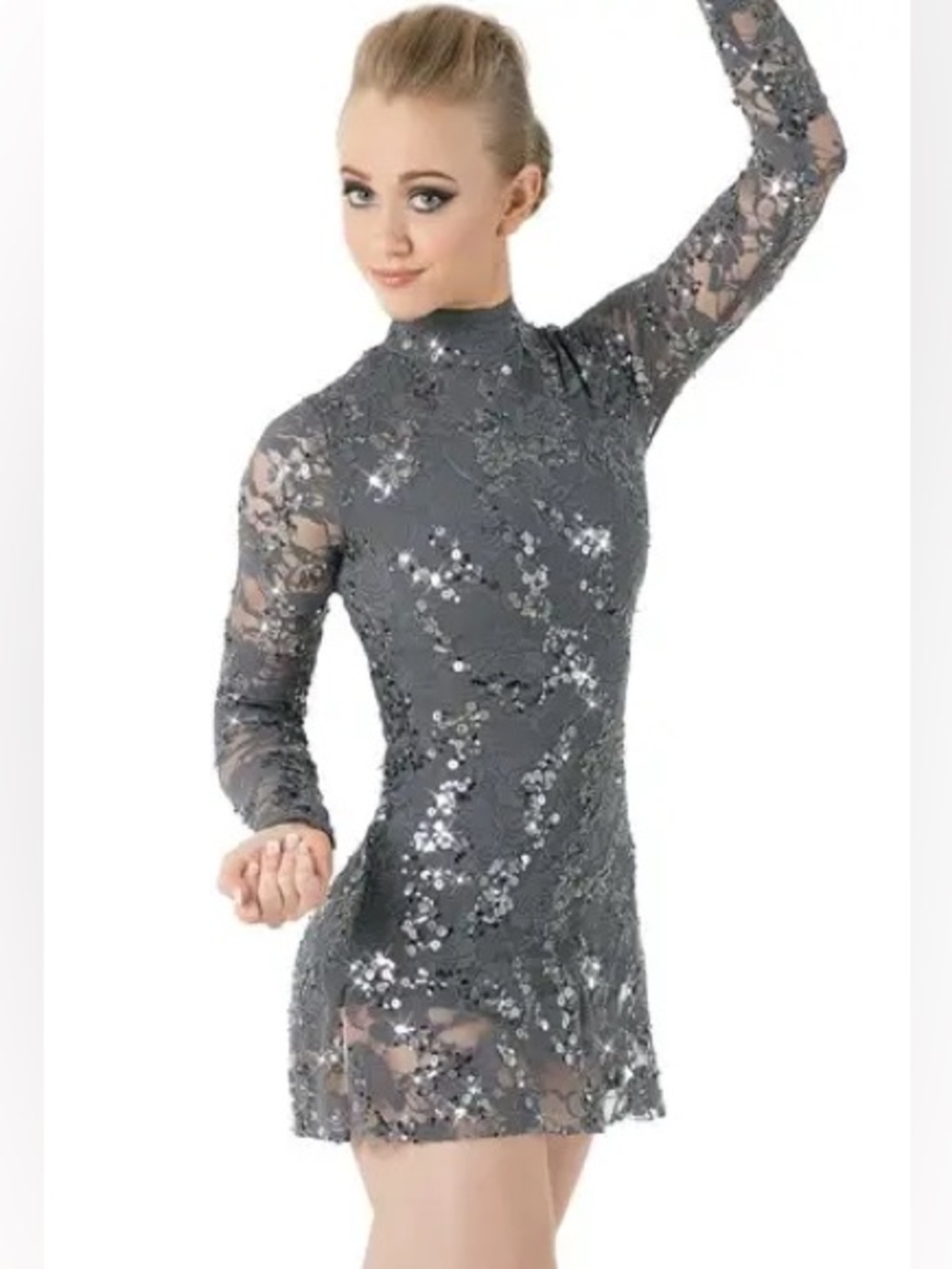 Balera Black Streak Lace Mock Neck Dress MC